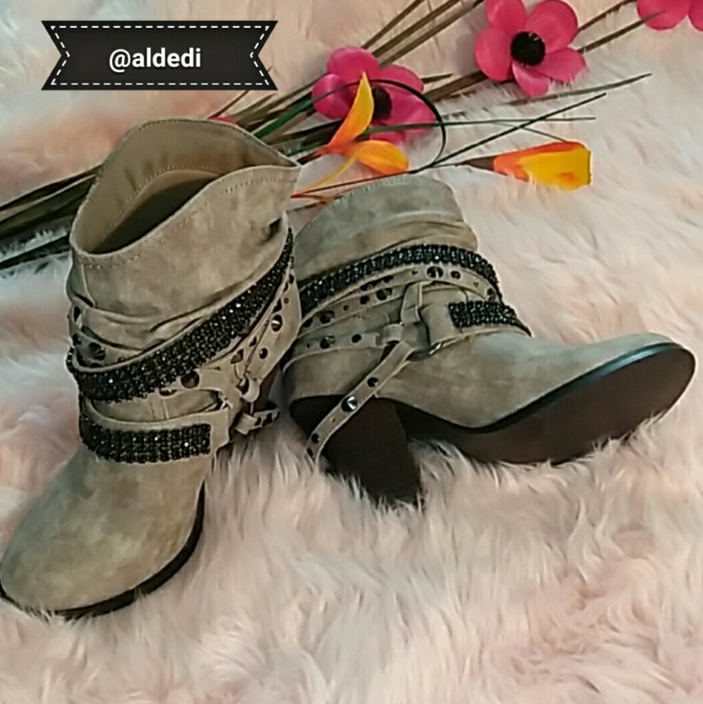 Gray Studded Boots